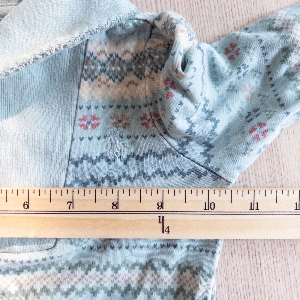Ralph Lauren Fair Isle Dress Green Shawl Collar Ruffle Toddler Baby 18 Months